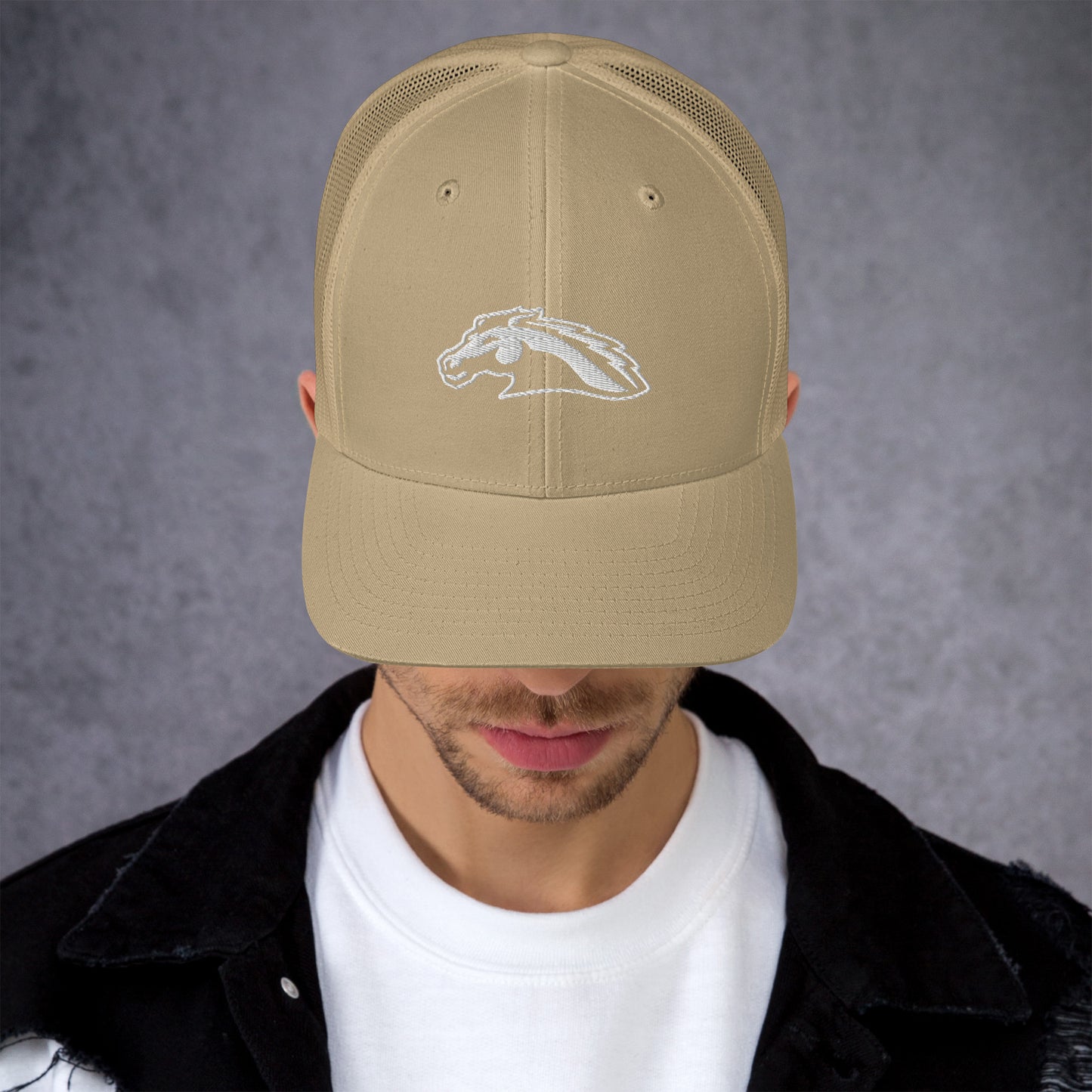 White Embroidered Chargers Trucker Cap